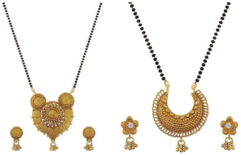 

Aabhu Conventional Combo of 2 Mangalsutra with Chain and Earrings Jewellery Set for Women
