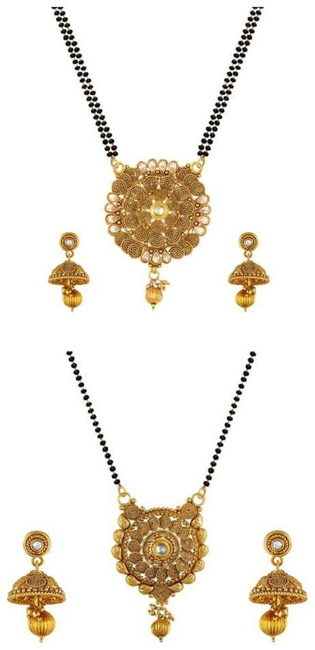 

Aabhu Conventional Combo of 2 Mangalsutra with Chain and Earrings Jewellery Set for Women