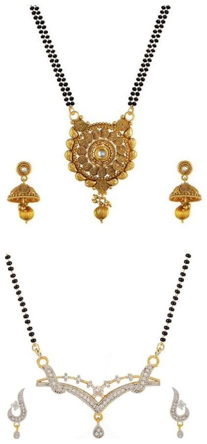 

Aabhu Conventional Combo of 2 Mangalsutra with Chain and Earrings Jewellery Set for Women