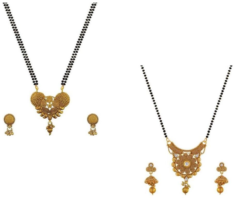 

Aabhu Conventional Combo of 2 Mangalsutra with Chain and Earrings Jewellery Set for Women