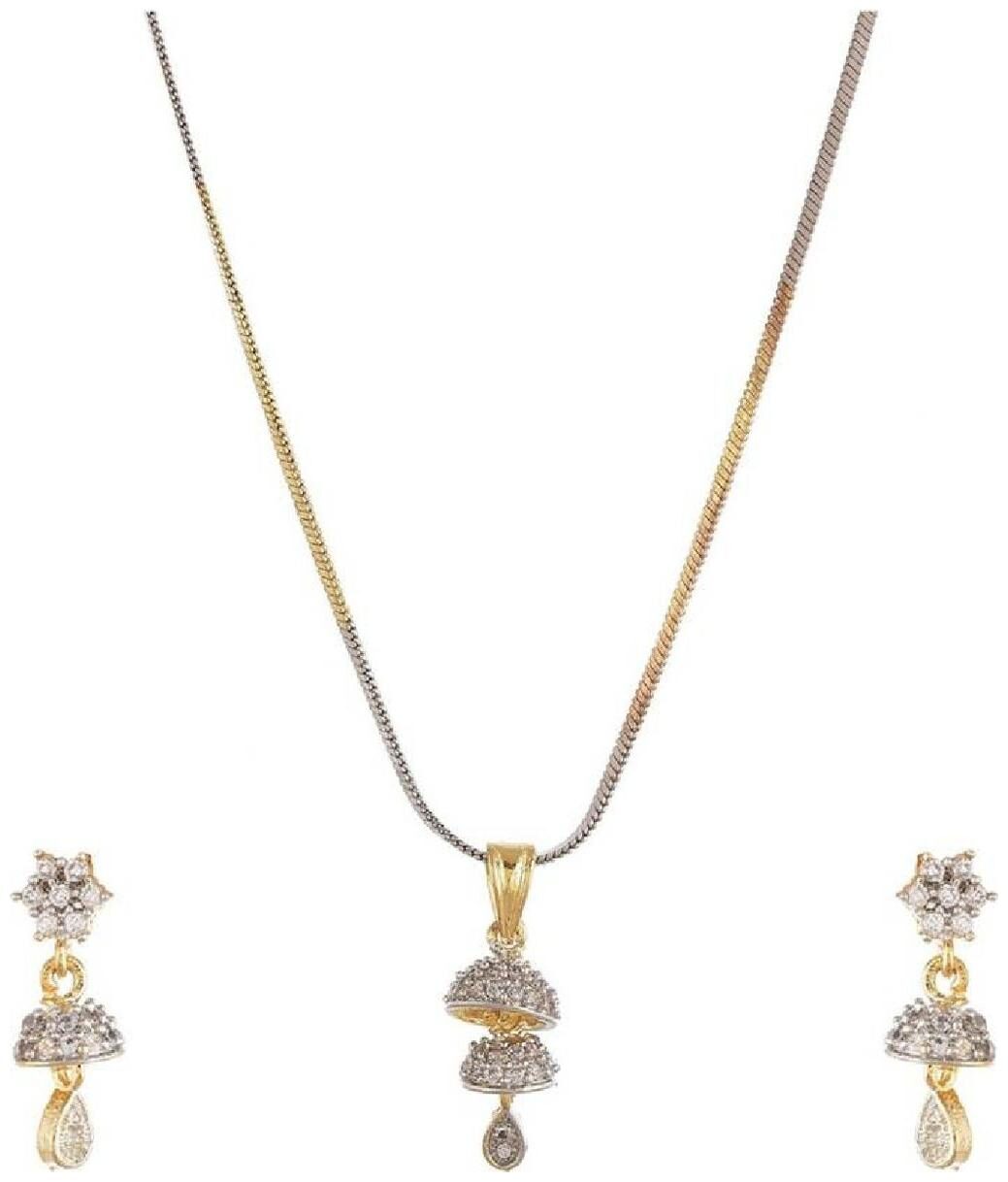 

Aabhu Designer Solitaire Pendant Necklace With Earring And Chain Jewellery For Women And Girl