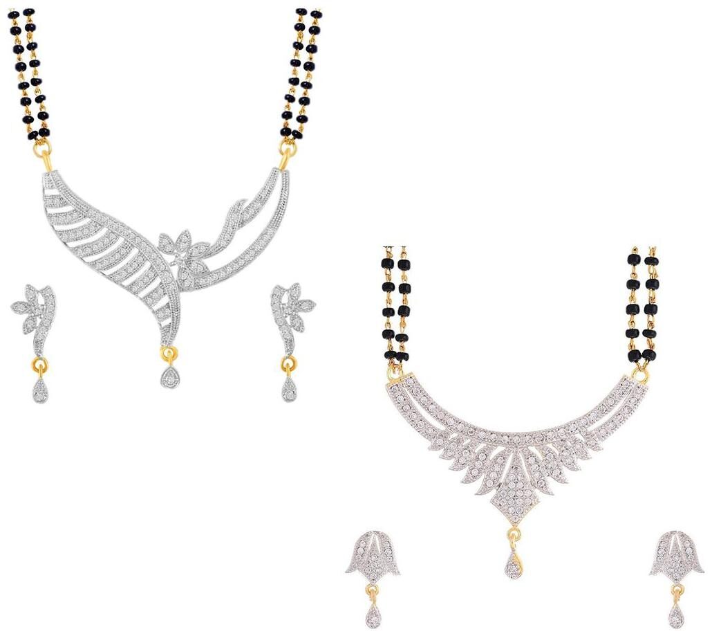 

Aabhu Fashionable Combo of 2 Mangalsutra with Earrings Pair Jewellery Set for Women