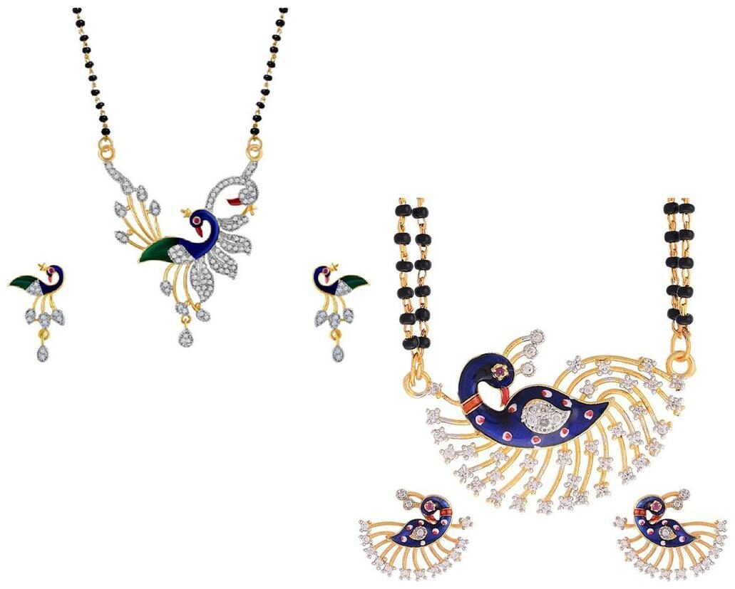 

Aabhu Fashionable Combo of 2 Mangalsutra with Earrings Pair Jewellery Set for Women