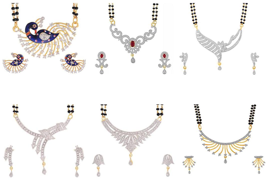 

Aabhu Fashionable Combo of 6 Mangalsutra with Chain and Earrings Jewellery Set for Women