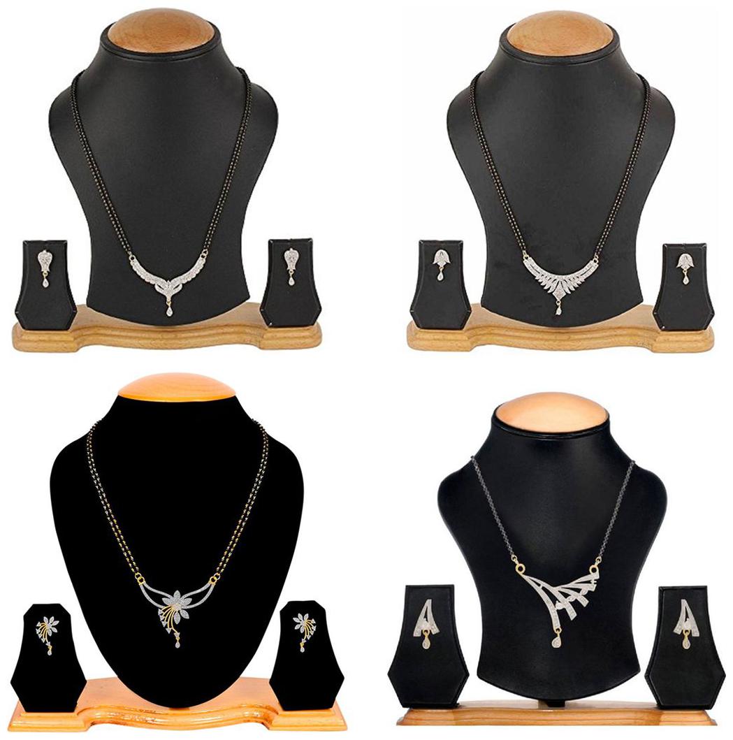 

Aabhu Fashionable Combo of 4 Mangalsutra with Chain and Earrings Jewellery Set for Women