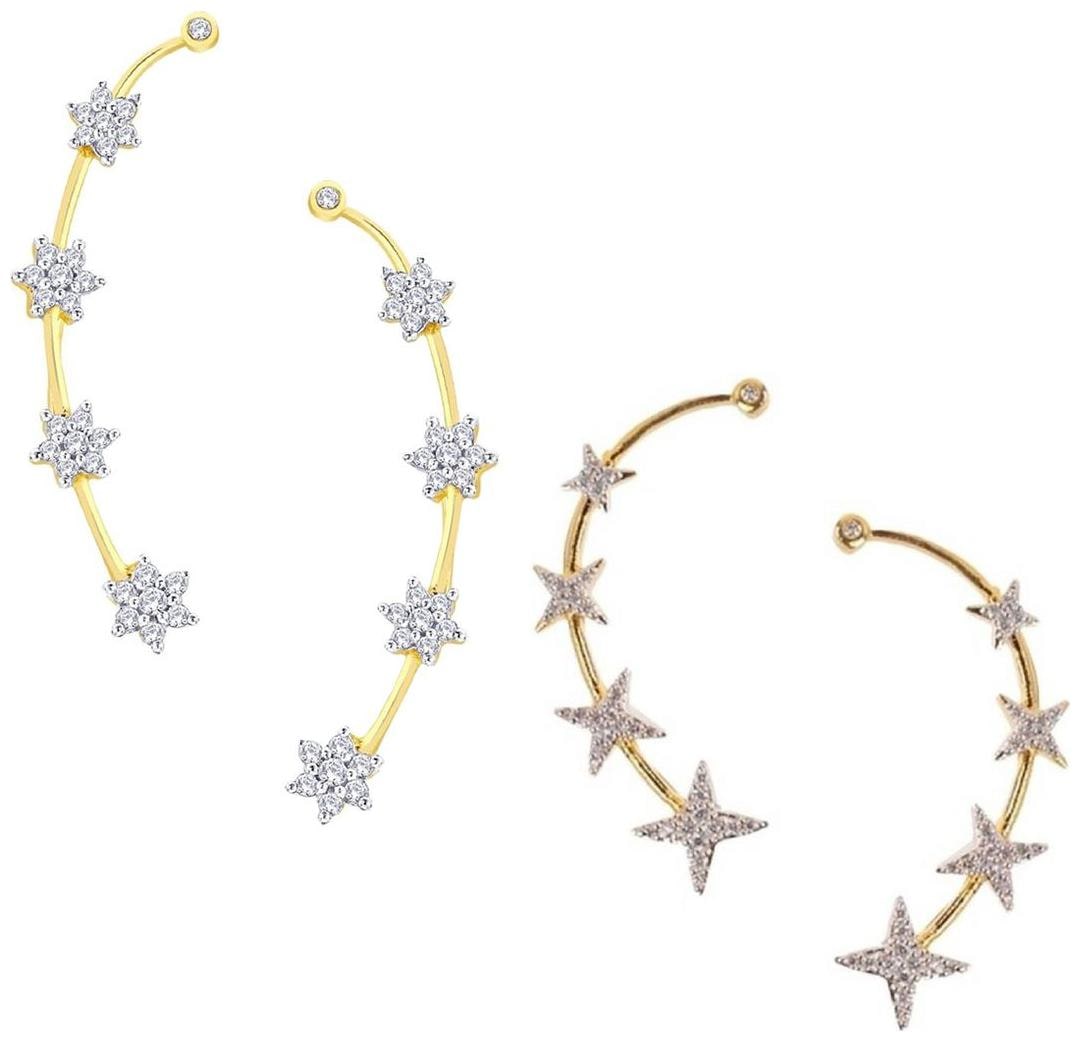 

Aabhu Fashion Jewellery Gold Plated Popular Fancy Party Wear Regular Cuff Earring Combo of 2 Pairs Earrings For Women And Girl