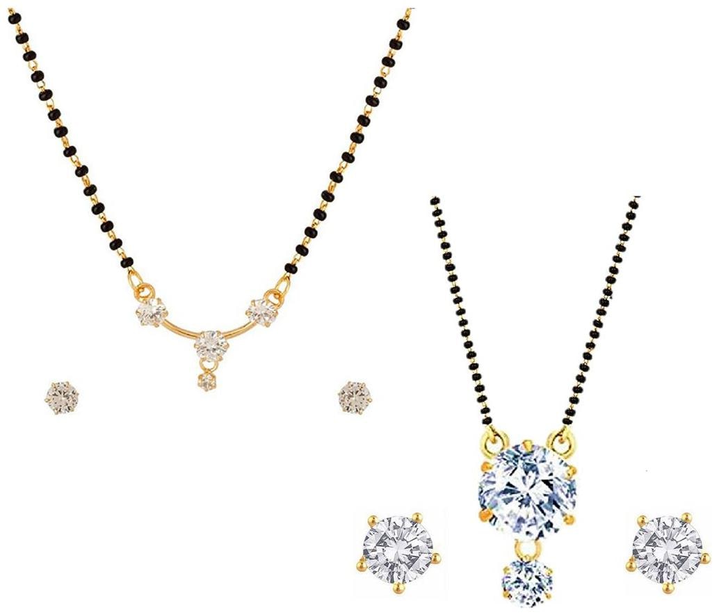 

Aabhu Fashionable Combo of 2 Mangalsutra with Chain and Stud Earrings Jewellery Set for Women