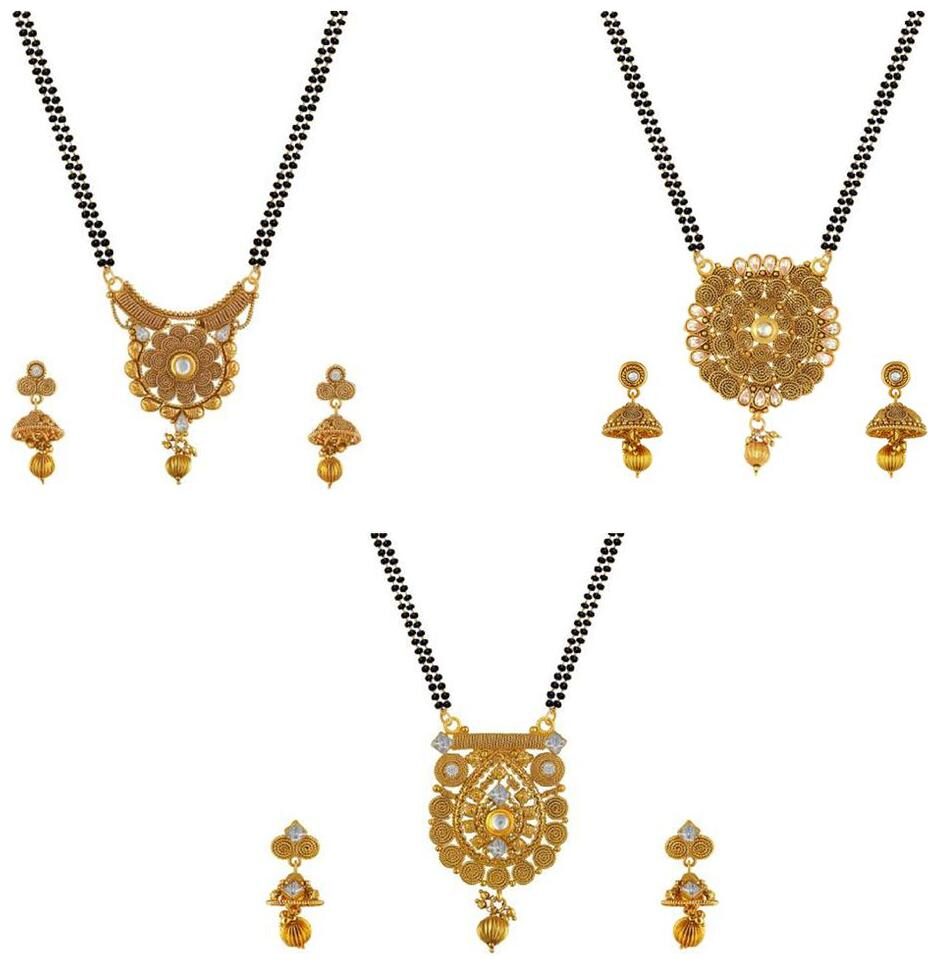 

Aabhu Fashionable Combo of 3 Mangalsutra with Earrings Pair Jewellery Set for Women