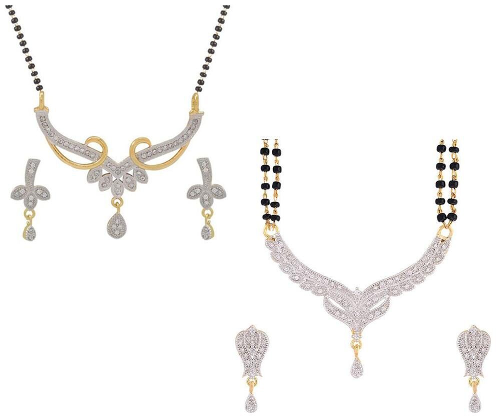 

Aabhu Fashionable Combo of 2 Mangalsutra with Earrings Pair Jewellery Set for Women