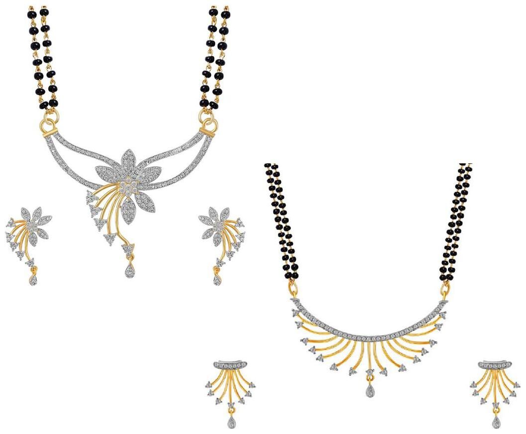 

Aabhu Fashionable Combo of 2 Mangalsutra with Earrings Pair Jewellery Set for Women