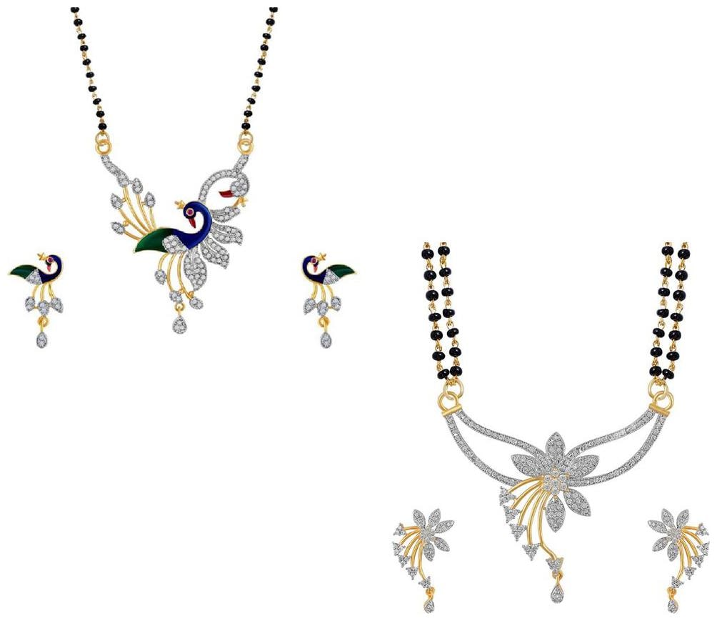 

Aabhu Fashionable Combo of 2 Mangalsutra with Earrings Pair Jewellery Set for Women