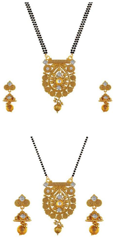 

Aabhu Fashionable Combo of 2 Mangalsutra with Earrings Pair Jewellery Set for Women
