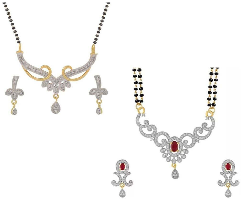 

Aabhu Fashionable Combo of 2 Mangalsutra with Earrings Pair Jewellery Set for Women