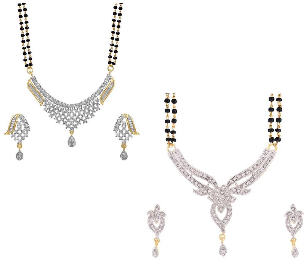 

Aabhu Fashionable Combo of 2 Mangalsutra with Earrings Pair Jewellery Set for Women