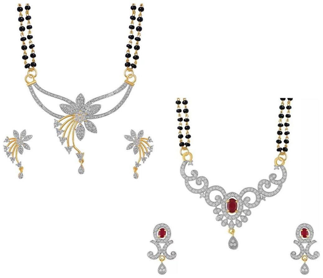 

Aabhu Fashionable Combo of 2 Mangalsutra with Earrings Pair Jewellery Set for Women