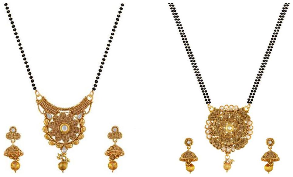 

Aabhu Fashionable Combo of 2 Mangalsutra with Chain and Earrings Jewellery Set for Women