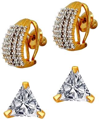 Aabhu Fashion Jewellery Gold Plated Glamorous Fancy Party Wear Traditional Stud Combo of 2 Pairs Earrings For Women And Girl