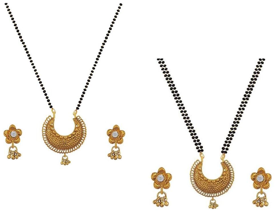 

Aabhu Fashionable Combo of 2 Mangalsutra with Chain and Earrings Jewellery Set for Women