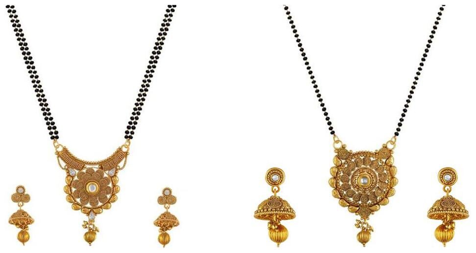 

Aabhu Fashionable Combo of 2 Mangalsutra with Chain and Earrings Jewellery Set for Women