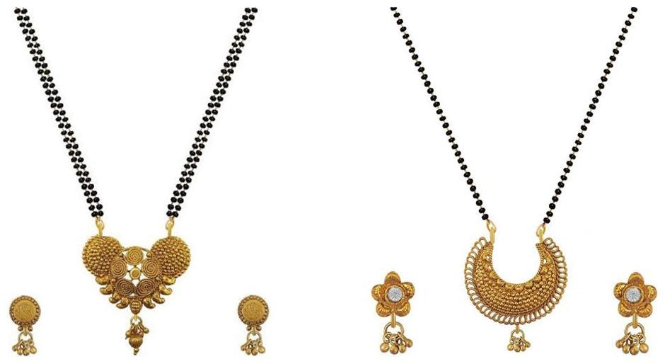 

Aabhu Fashionable Combo of 2 Mangalsutra with Chain and Earrings Jewellery Set for Women