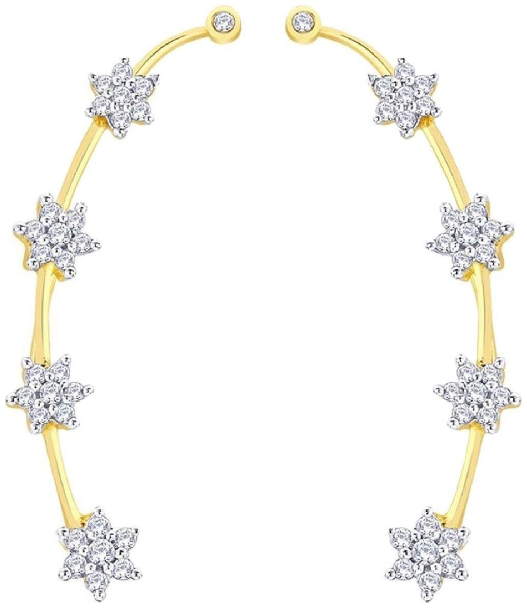 

Aabhu Gold Plated American Diamond Flowar Shape Trandy Ear Cuffs Earrings Jewllery For Women And Girls