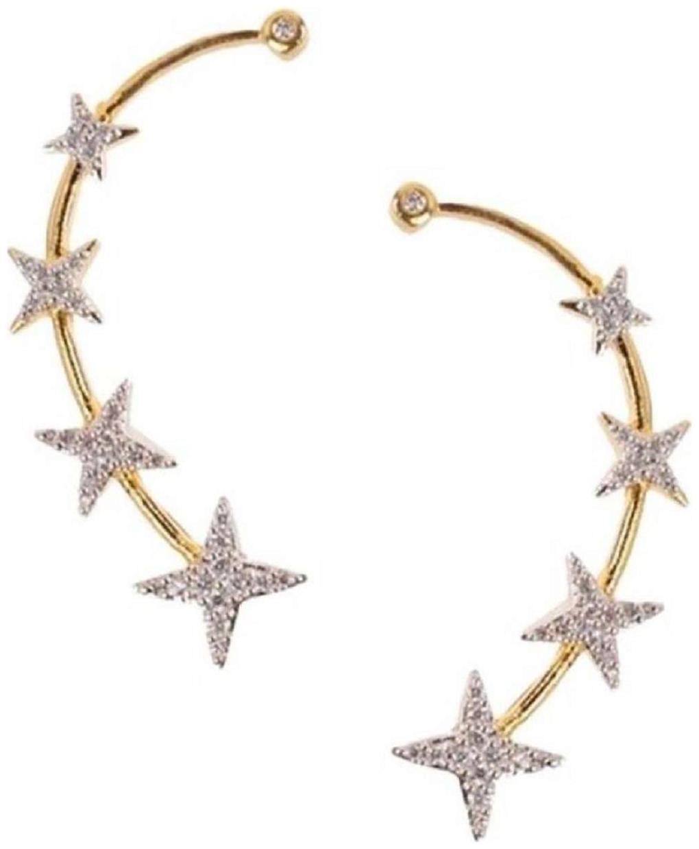 

Aabhu Gold Plated American Diamond Star Shape Ear Cuffs Earrings Jewllery For Women And Girls