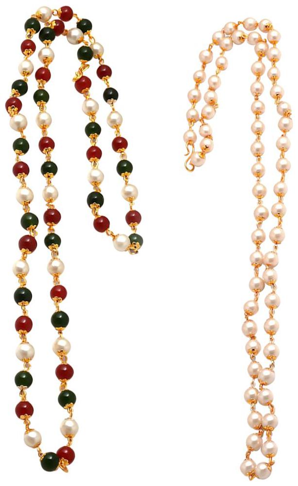 

Aabhu Gold Plated Jewellery Combo of Multi-Colour with Pearl Mala Chain For Man And Women Unisex 24 inch