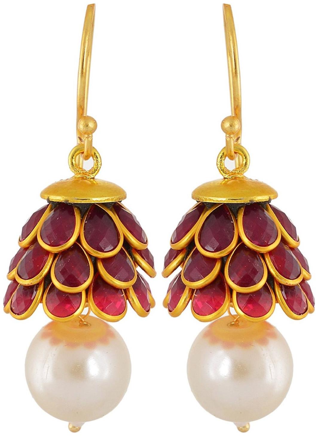 

Aabhu Gold plated Jewellery Stone Studded Pearl Jhumki Earrings For Women Girls