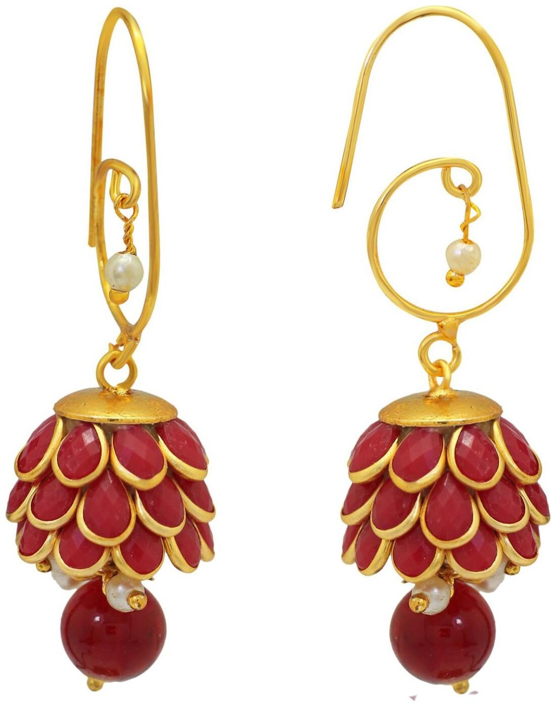 

Aabhu Gold plated Pacchi Jewellery Stone Stud Earringded Pearl Beaded Handmade Jhumki Earring Earrings For Women Girls