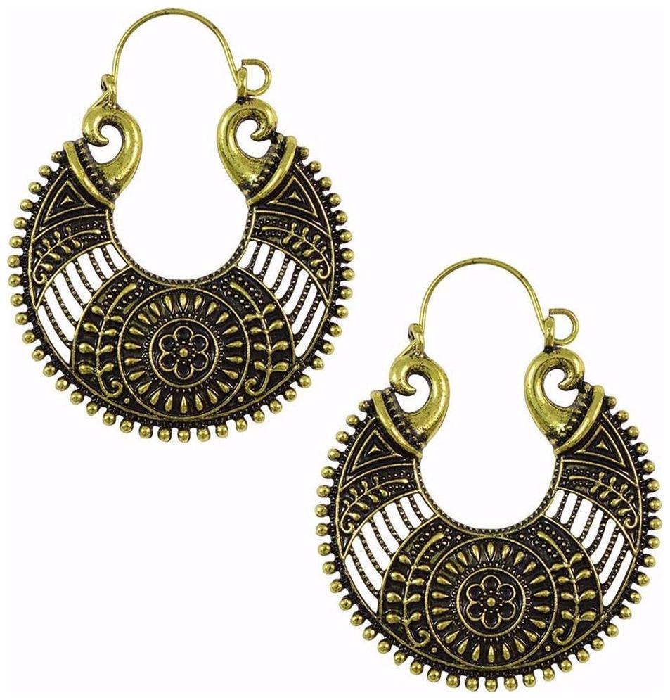 

Aabhu Oxidized Handcrafted Afghani Tribal Dangler Chandelier Earrings Jewellery For Girls and Women