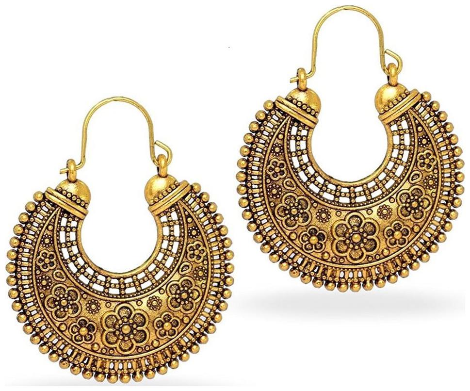 

Aabhu Oxidized Handcrafted Afghani Tribal Dangler Chandbali Earrings Jewellery For Girls and Women