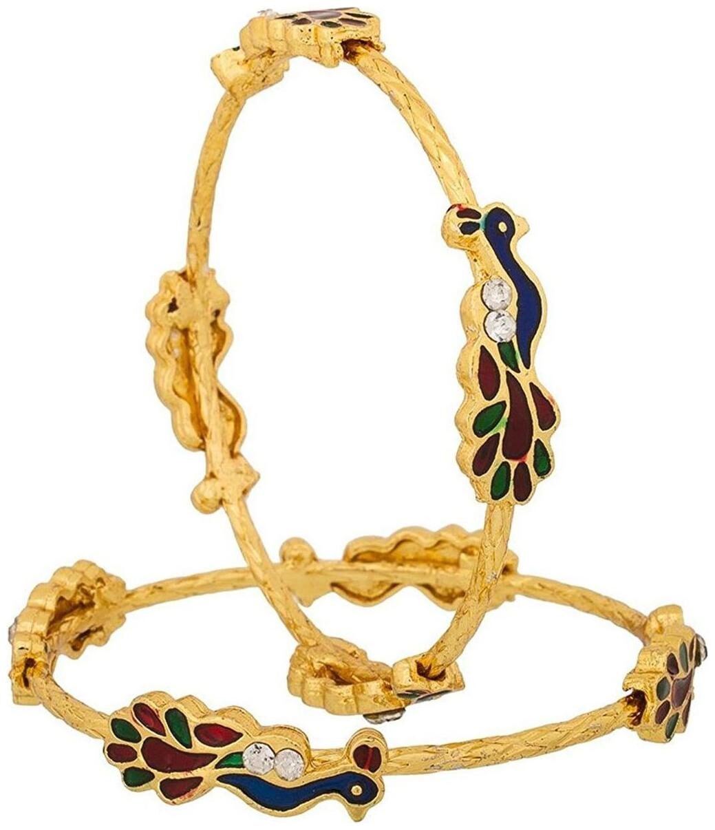 

Aabhu Peacock Design Gold Plated Jewellery Bangles For Women and Girls Set of 2
