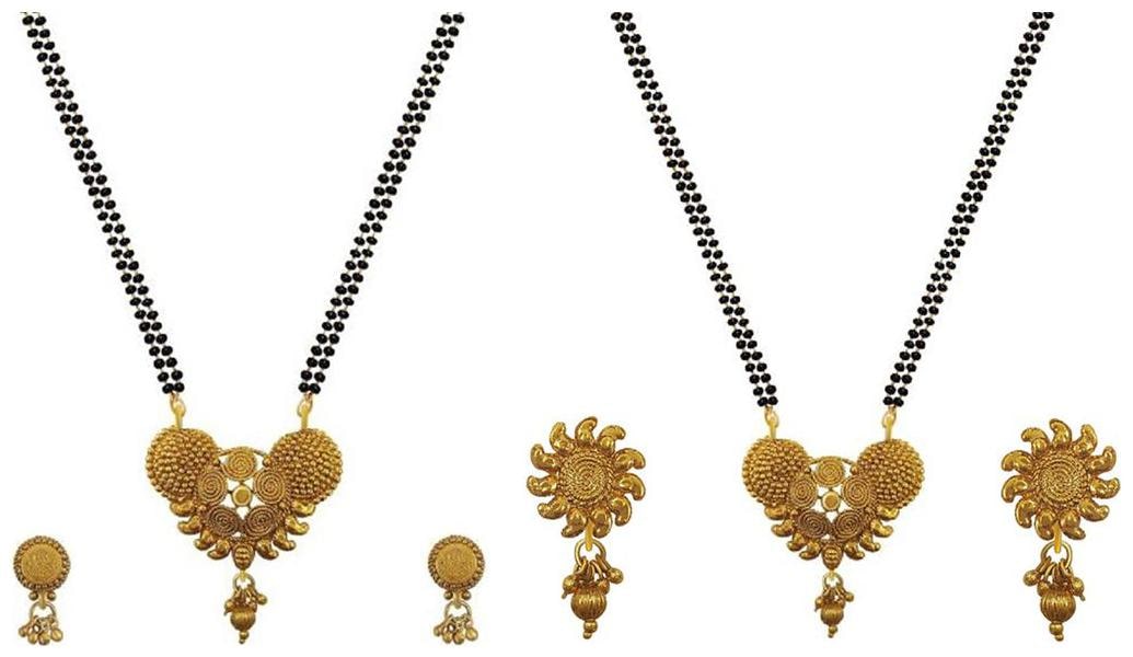 

Aabhu Popular Combo of 2 Mangalsutra with Chain and Earrings Jewellery Set for Women