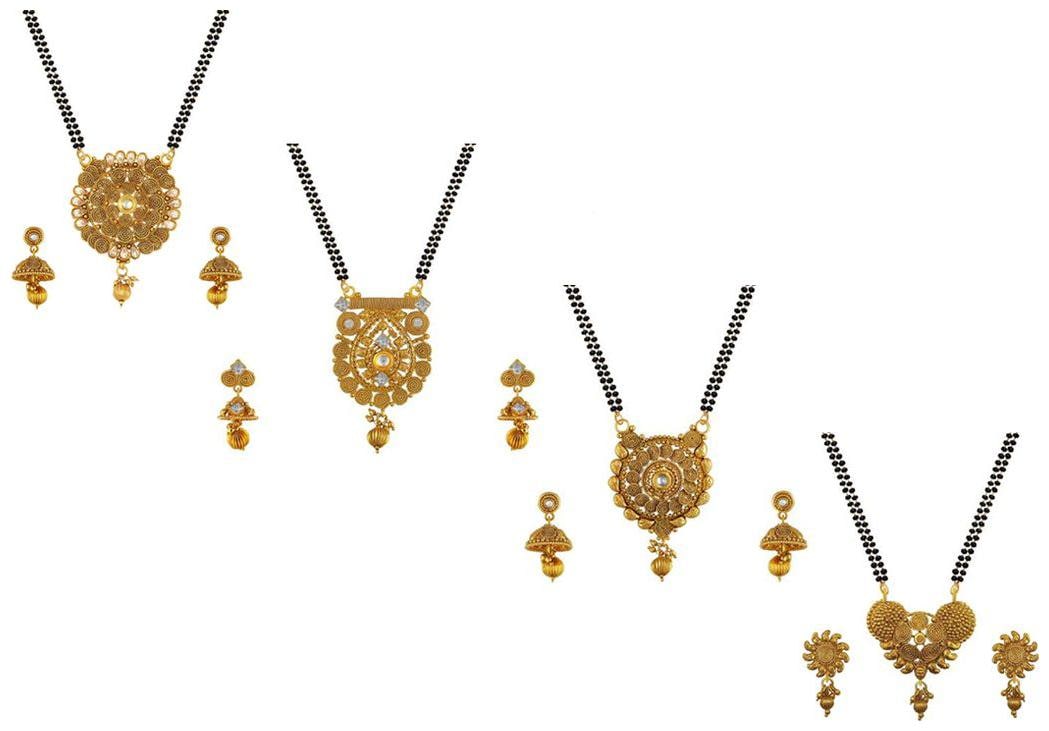 

Aabhu Popular Combo of 4 Mangalsutra with Chain and Earrings Jewellery Set for Women