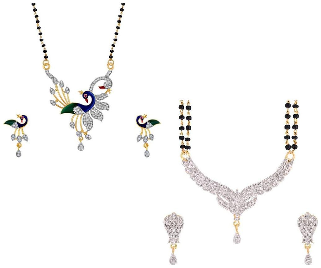 

Aabhu Popular Combo of 2 Mangalsutra with Earrings Pair Jewellery Set for Women
