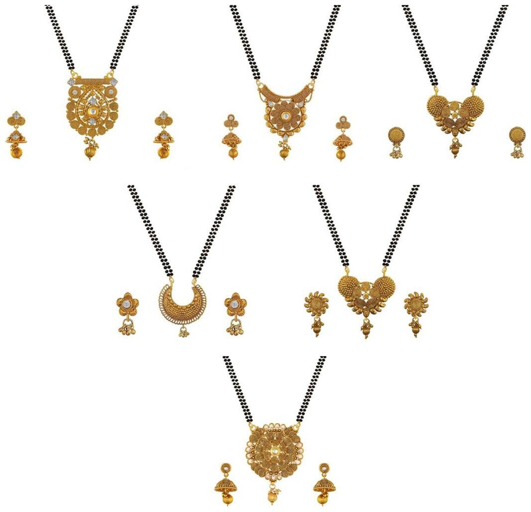 

Aabhu Popular Combo of 6 Mangalsutra with Earrings Pair Jewellery Set for Women