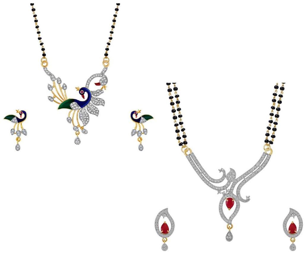 

Aabhu Popular Combo of 2 Mangalsutra with Earrings Pair Jewellery Set for Women