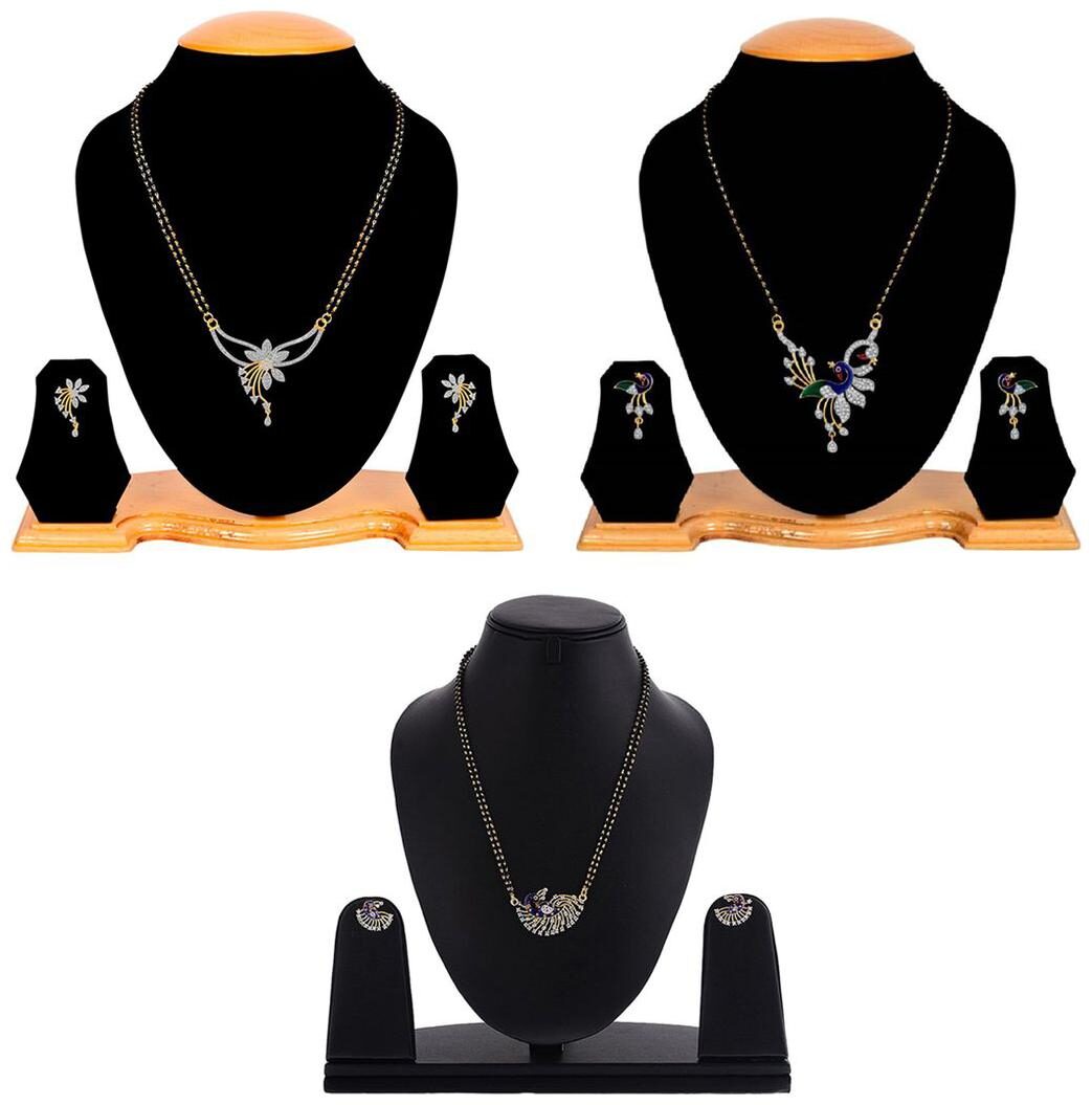 

Aabhu Popular Combo of 3 Mangalsutra with Earrings Jewellery Set for Women