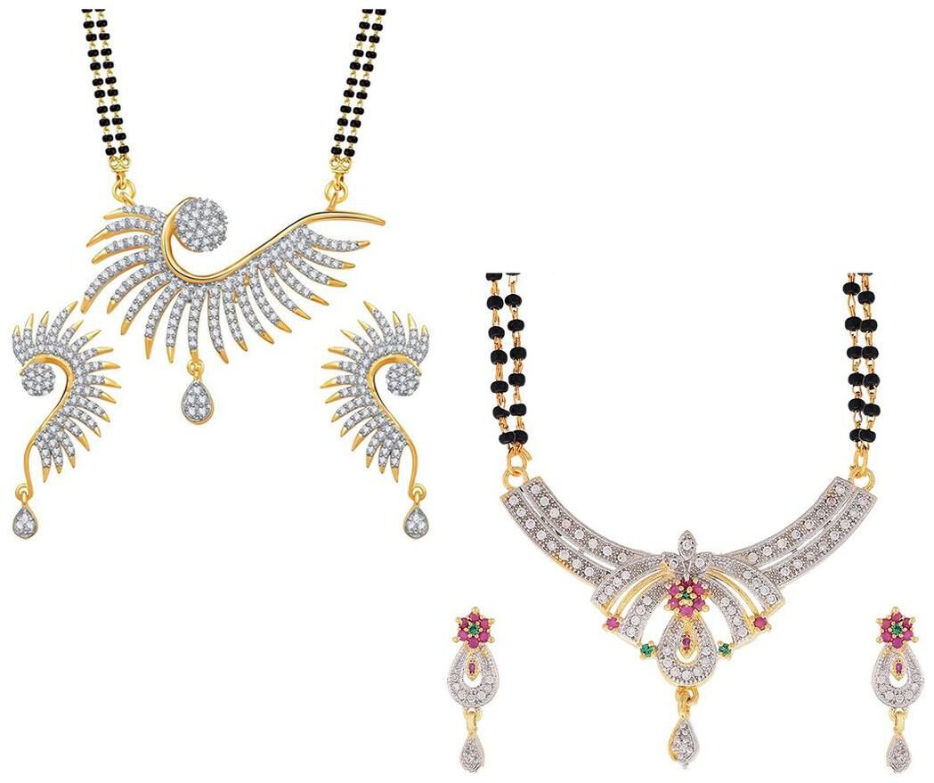 

Aabhu Popular Combo of 2 Mangalsutra with Earrings Pair Jewellery Set for Women