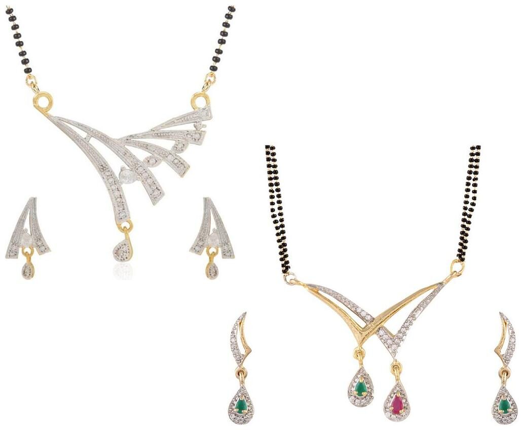 

Aabhu Popular Combo of 2 Mangalsutra with Earrings Pair Jewellery Set for Women