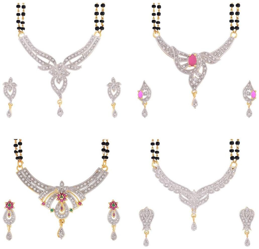 

Aabhu Popular Combo of 4 Mangalsutra with Chain and Earrings Jewellery Set for Women