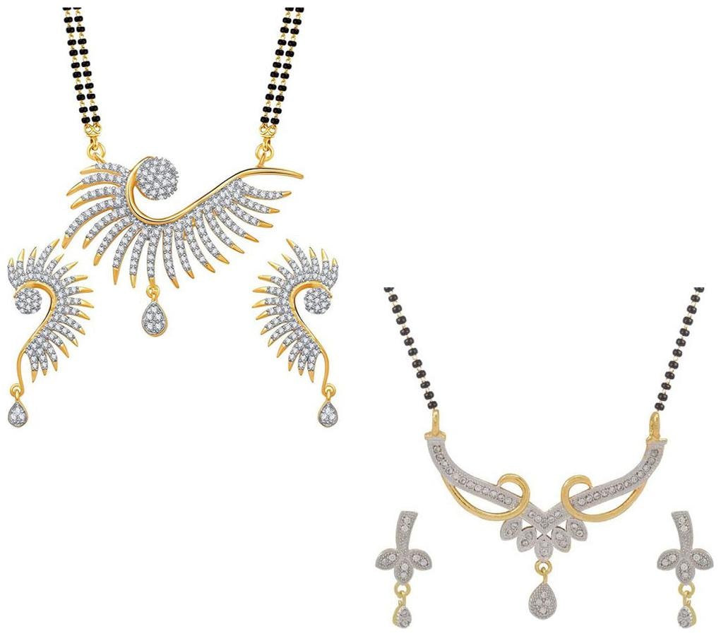 

Aabhu Popular Combo of 2 Mangalsutra with Earrings Pair Jewellery Set for Women