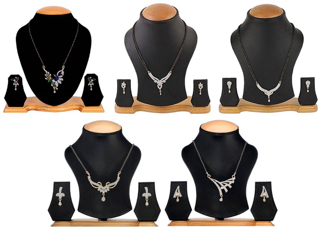 

Aabhu Popular Combo of 5 Mangalsutra with Chain and Earrings Jewellery Set for Women