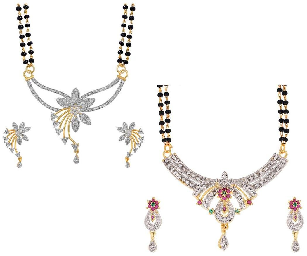 

Aabhu Popular Combo of 2 Mangalsutra with Earrings Pair Jewellery Set for Women