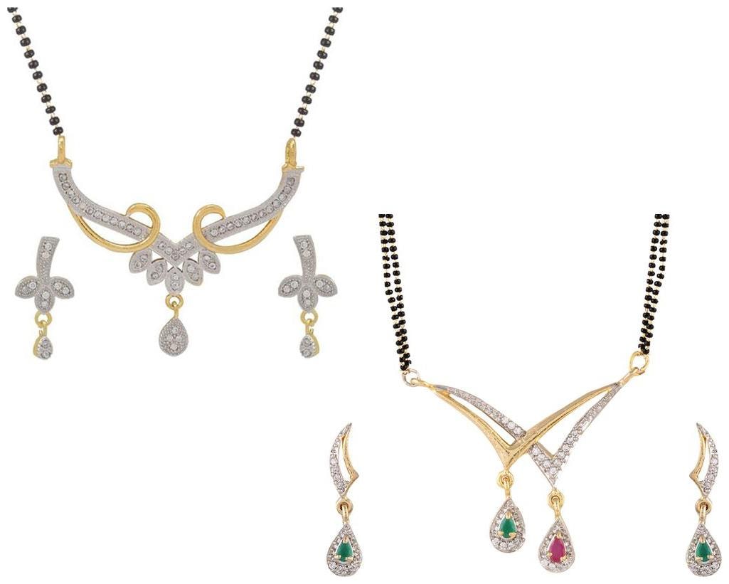 

Aabhu Popular Combo of 2 Mangalsutra with Earrings Pair Jewellery Set for Women