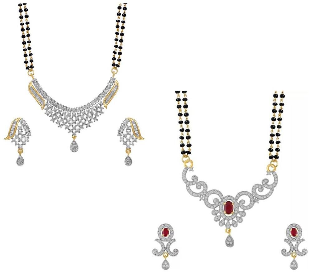

Aabhu Popular Combo of 2 Mangalsutra with Earrings Pair Jewellery Set for Women