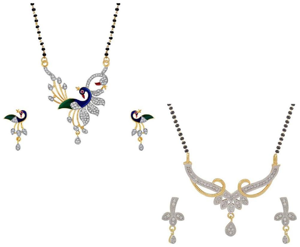 

Aabhu Popular Combo of 2 Mangalsutra with Earrings Pair Jewellery Set for Women