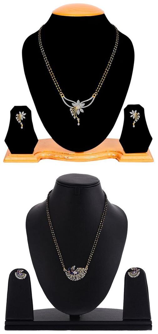 

Aabhu Popular Combo of 2 Mangalsutra with Earrings Pair Jewellery Set for Women