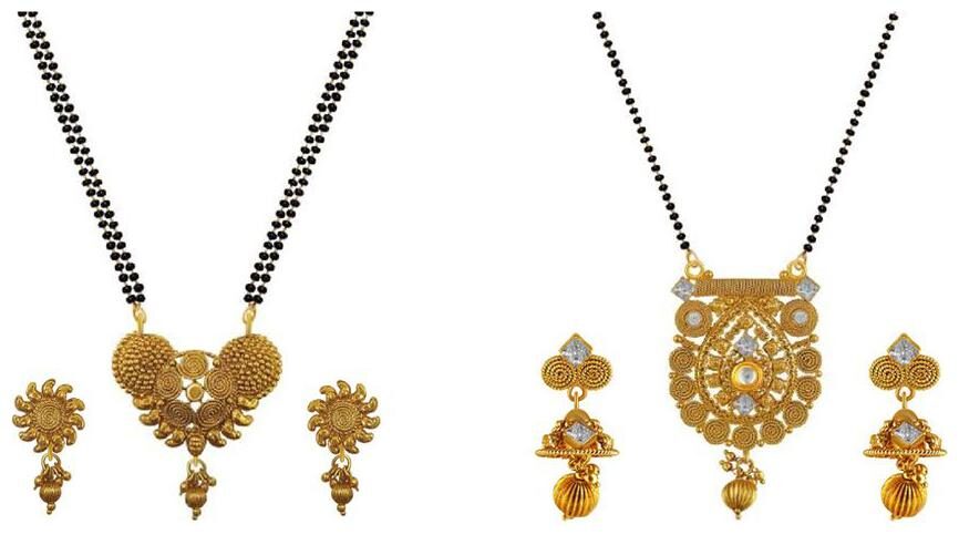 

Aabhu Popular Combo of 2 Mangalsutra with Chain and Earrings Jewellery Set for Women