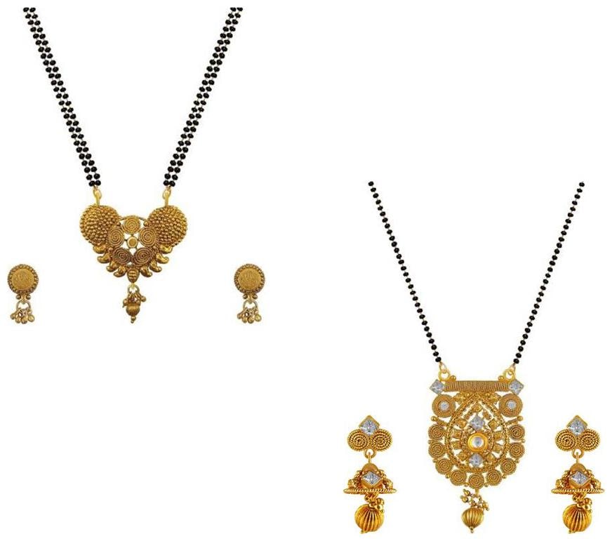 

Aabhu Regular Combo of 2 Mangalsutra with Chain and Earrings Jewellery Set for Women